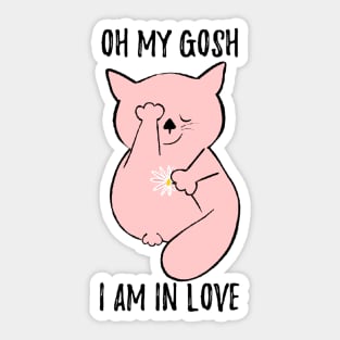 Valentines day -  I am in love -  funny cat Sticker